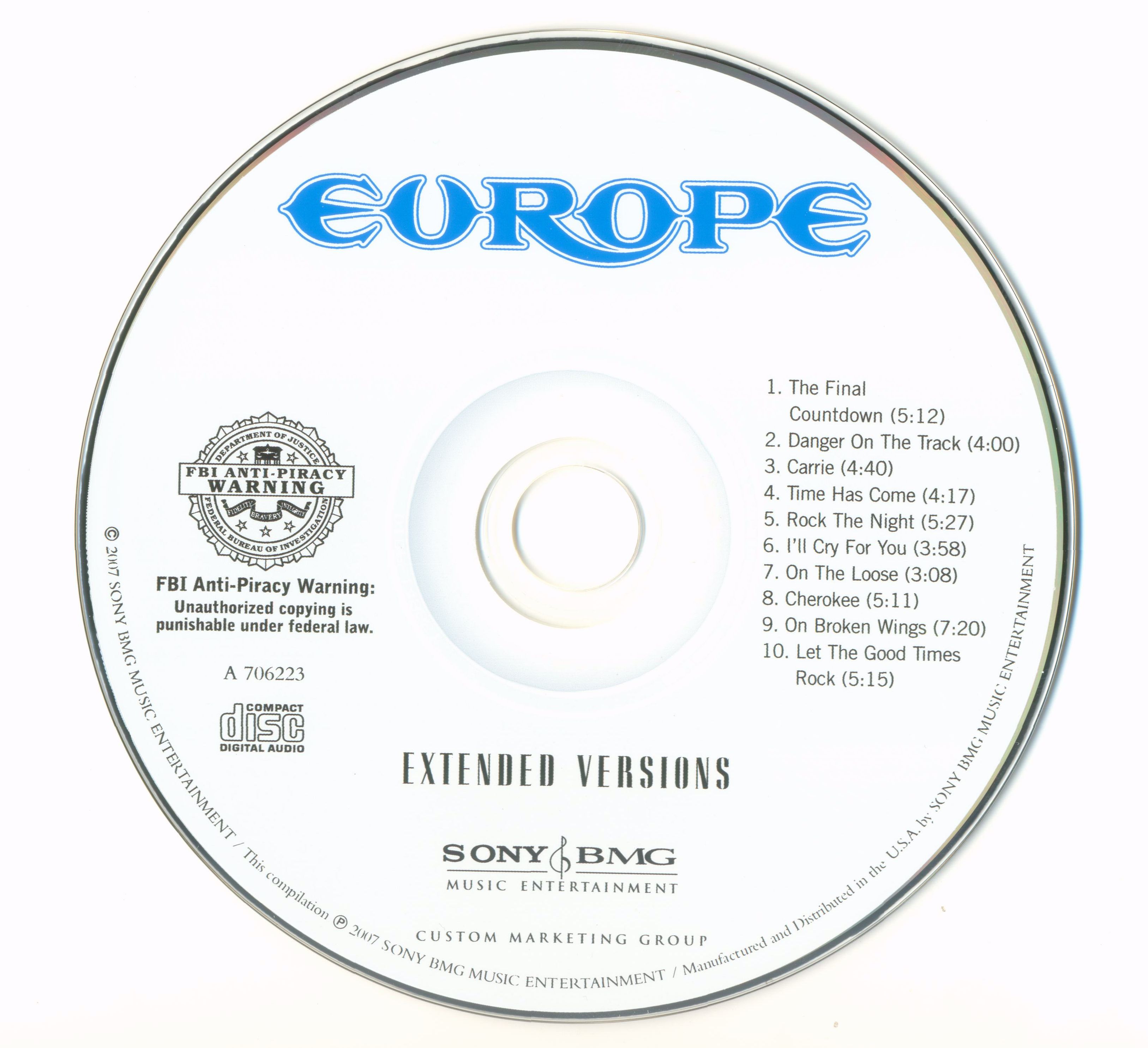 Europe  Extended Versions : CD